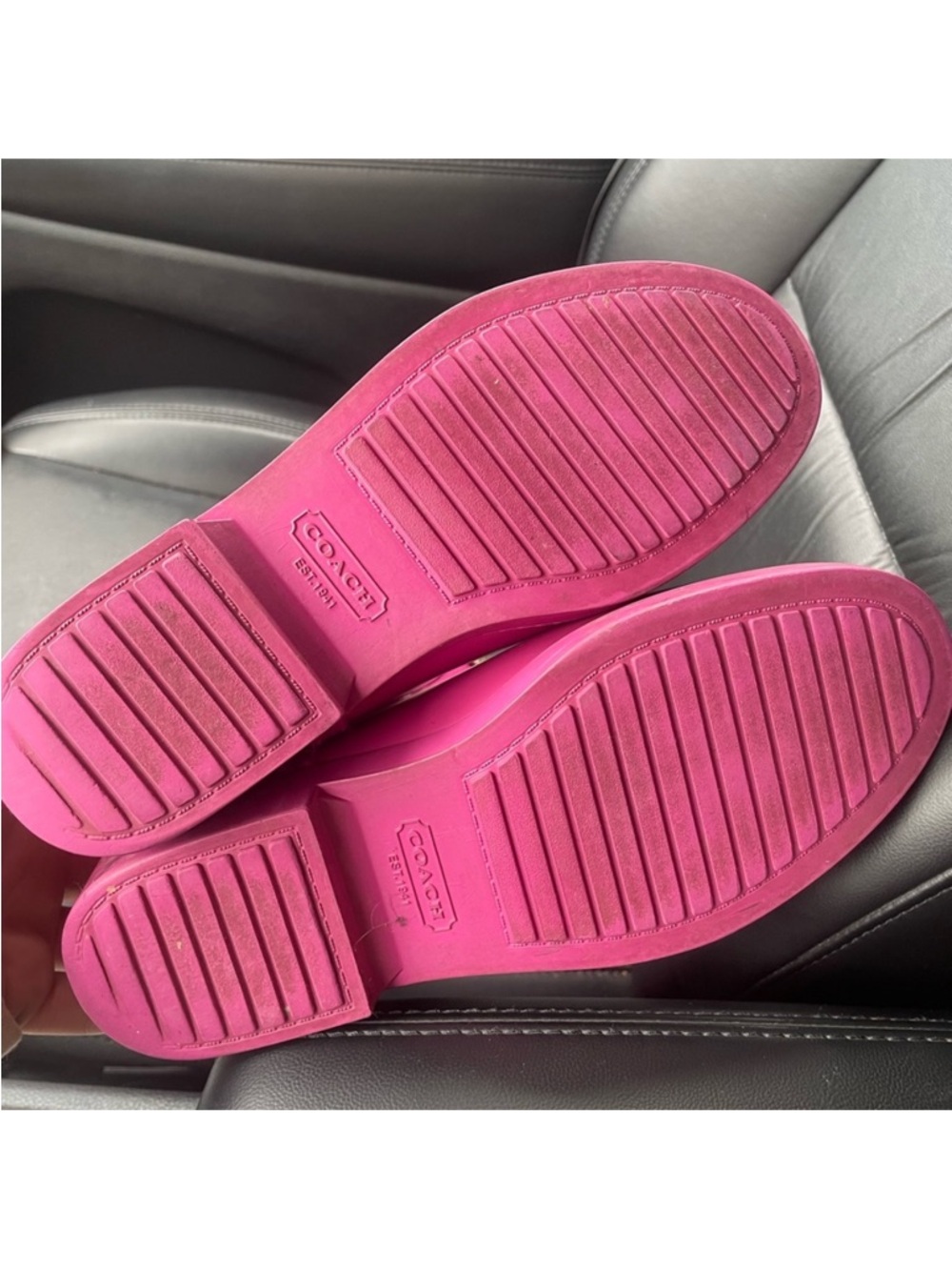 Coach Signature Canvas Knee-High Boots in Hot Pink and Tan - Picture 5 of 6